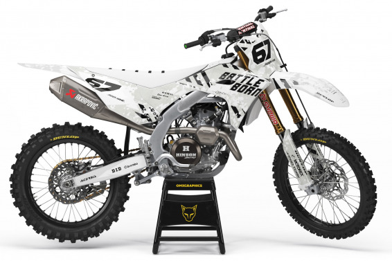 Kawasaki Dirt Bike Graphics Kit Airborn White for All Kawasaki Bike Models