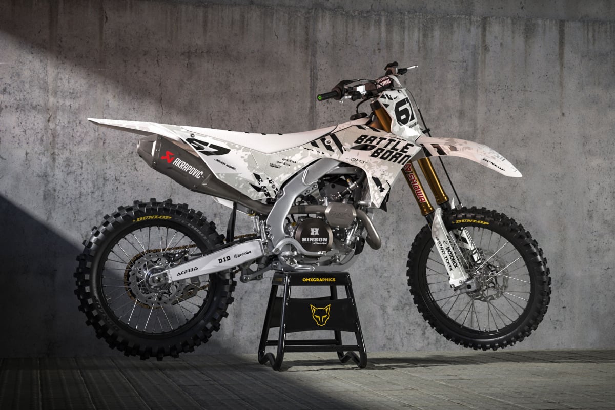 Kawasaki Dirt Bike Graphics Kit Airborn White for All Kawasaki Bike Models Promo