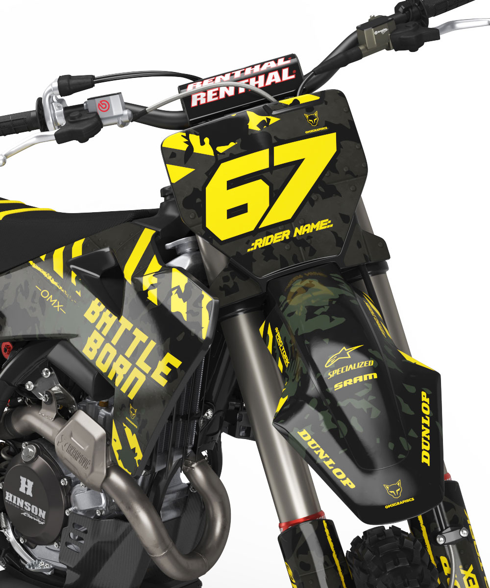 Airborne Black Dirt Bike Graphics Kit for Husqvarna Bike Models Front Airborne Black Dirt Bike Graphics Kit for Husqvarna Bike Models Front