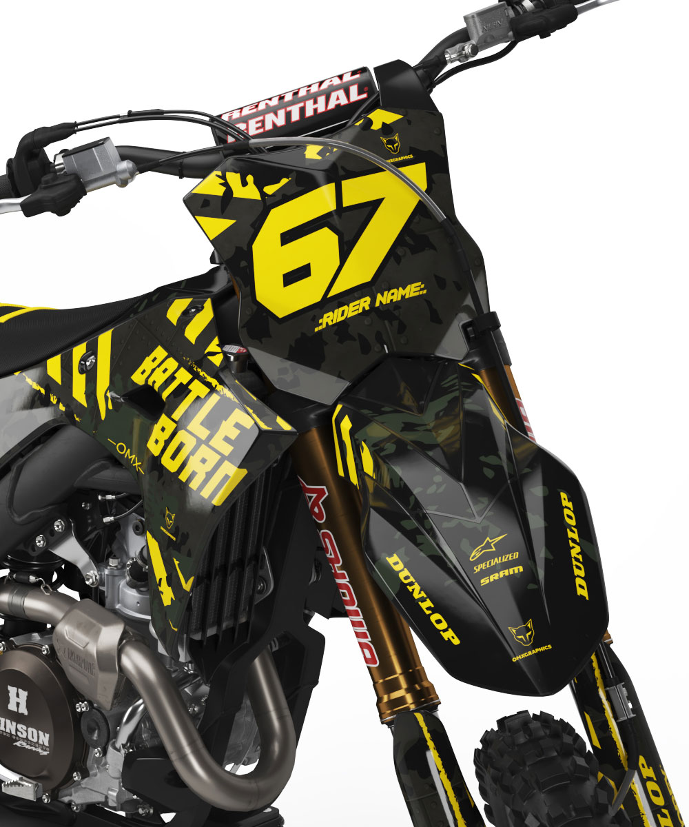 Airborne Black Dirt Bike Graphics for all Kawasaki Bike Models Front Airborne Black Dirt Bike Graphics for all Kawasaki Bike Models Front