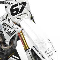 Airborne White Dirt Bike Graphics Kit for All Suzuki Bike Models Front