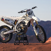 Airborne White Dirt Bike Graphics Kit for All Suzuki Bike Models Promo Picture