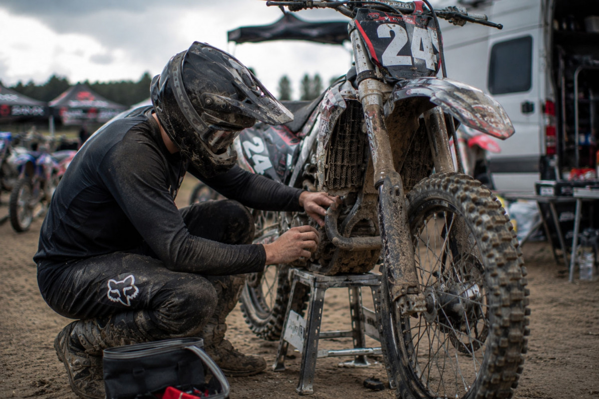 MX Rider Checking Suspension