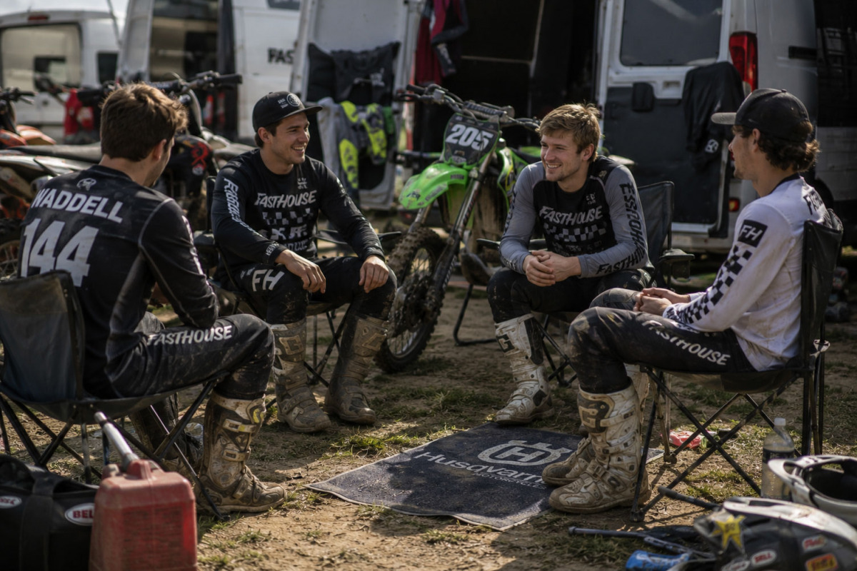 Dirt Bike Riders talking after the race