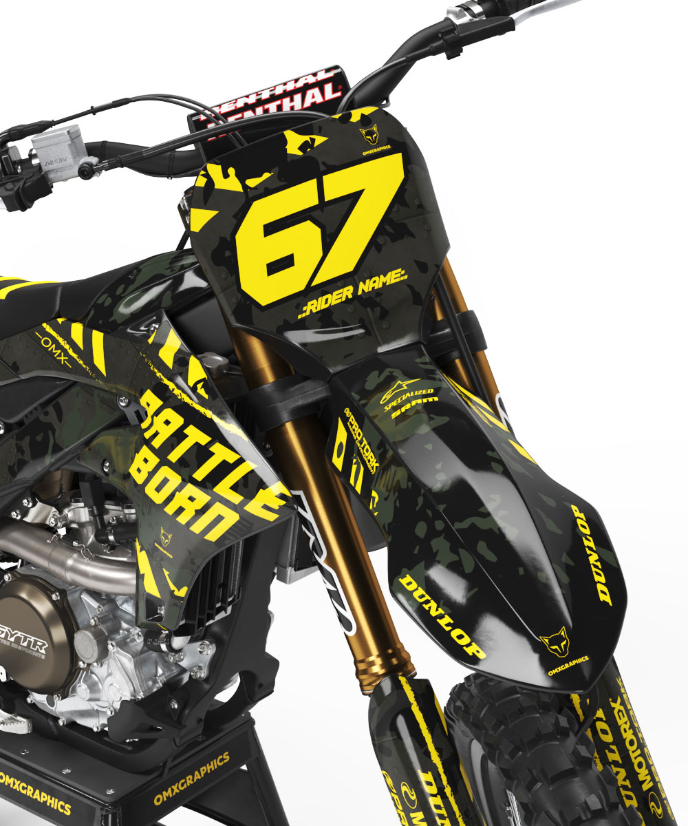 Yamaha Dirt Bike Graphics Kit Airborne Black Front Yamaha Dirt Bike Graphics Kit Airborne Black Front