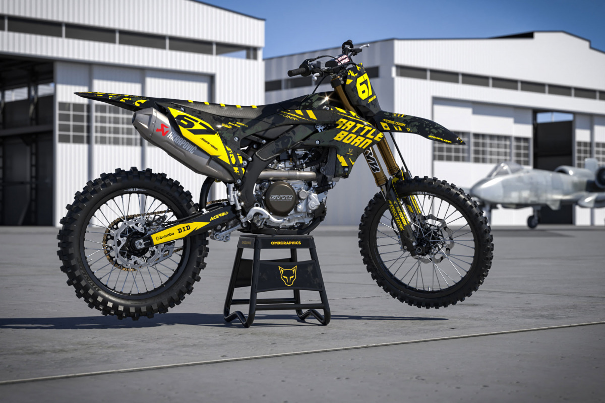 Yamaha Dirt Bike Graphics Kit Airborne Black Promo