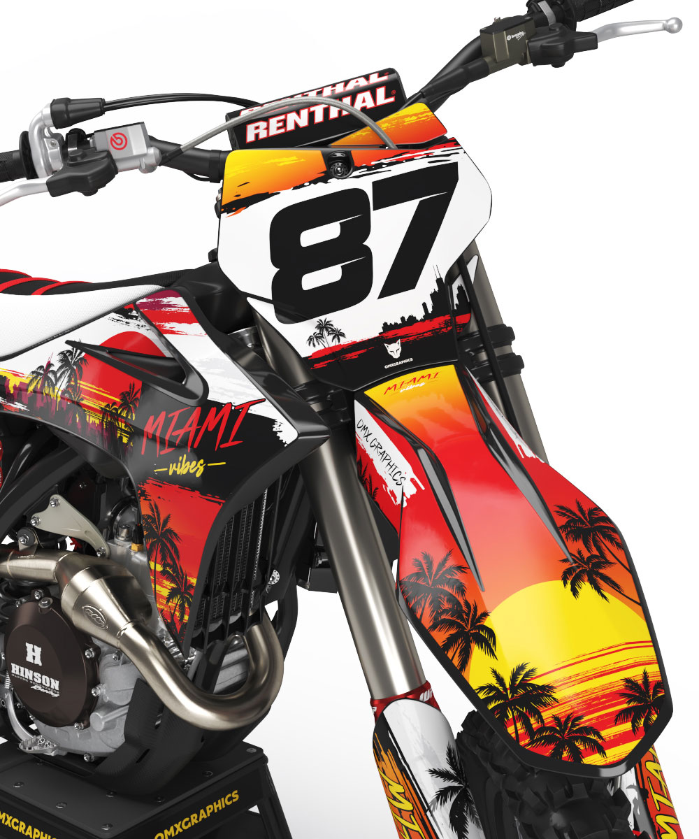 GasGas Dirt Bike Graphics Kit Miami 2 for all GasGas Bike Models Front GasGas Dirt Bike Graphics Kit Miami 2 for all GasGas Bike Models Front