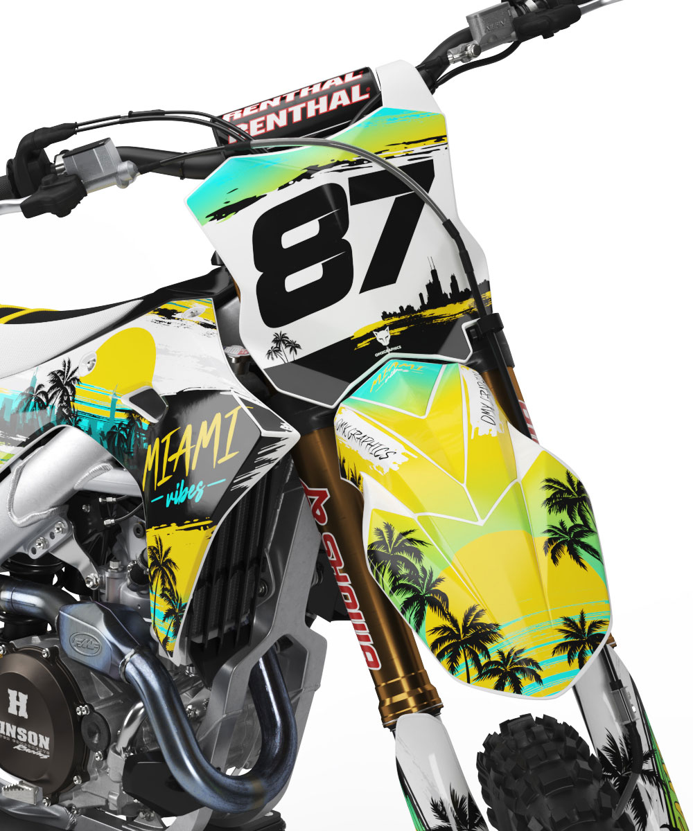 Dirt Bike Graphics for Kawasaki Mx Bike Miami 2 Front Dirt Bike Graphics for Kawasaki Mx Bike Miami 2 Front
