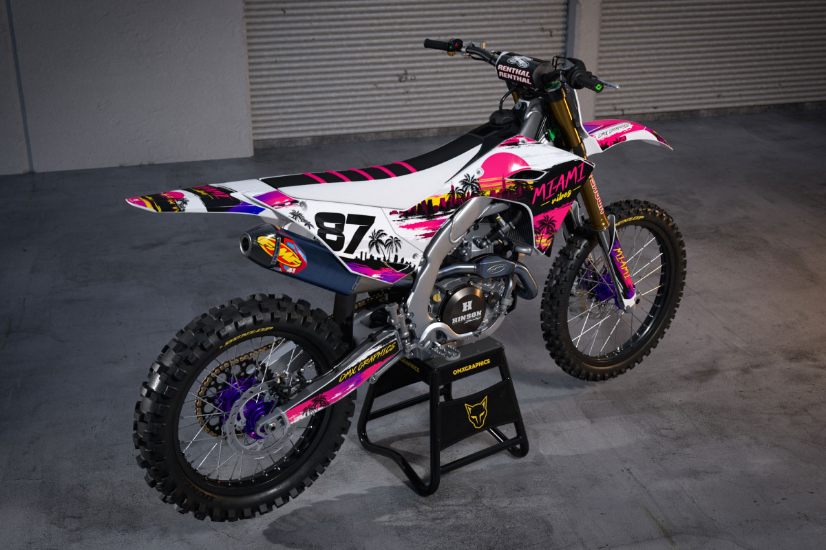 Kawasaki Graphics Kit Miami for All Kawasaki Dirt Bike Models Promo