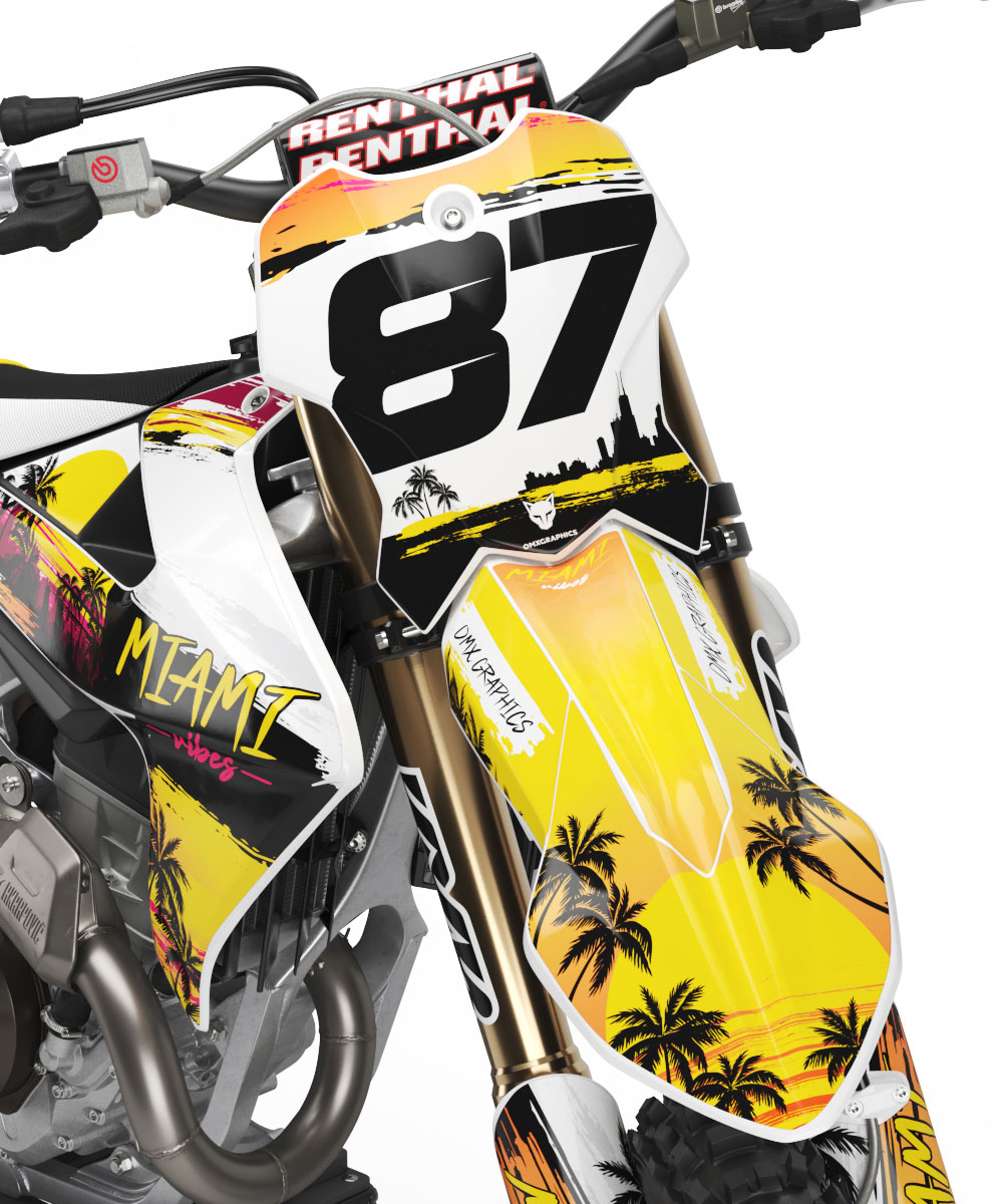 Miami 2 Mx Graphics Kit for Triumph Dirt Bike Front Miami 2 Mx Graphics Kit for Triumph Dirt Bike Front