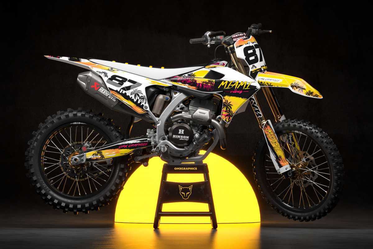 Miami 2 Mx Graphics Kit for Triumph Dirt Bike Promo
